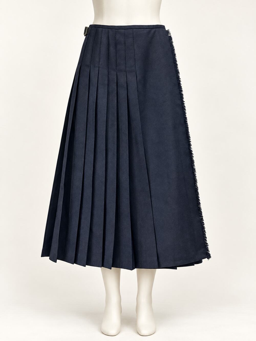 LE KILT Navy Pure Wool Gabardine Pleated Midi Kilt Skirt UK 6 (approx US 2) EUC